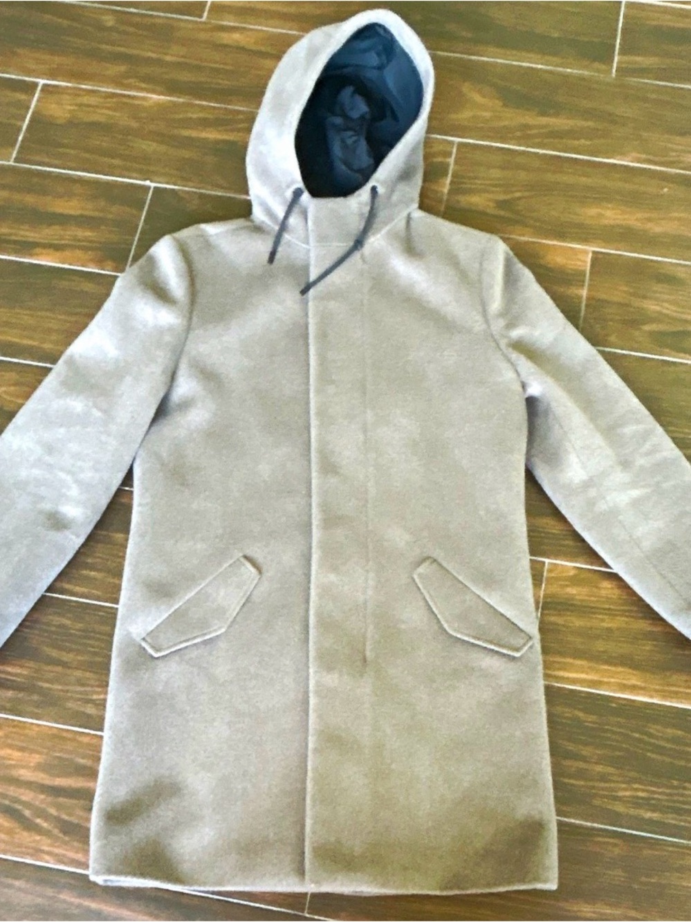 Express Women’s Wool Blend Hooded Snap Button & Zip Water Resistant Coat Size XS